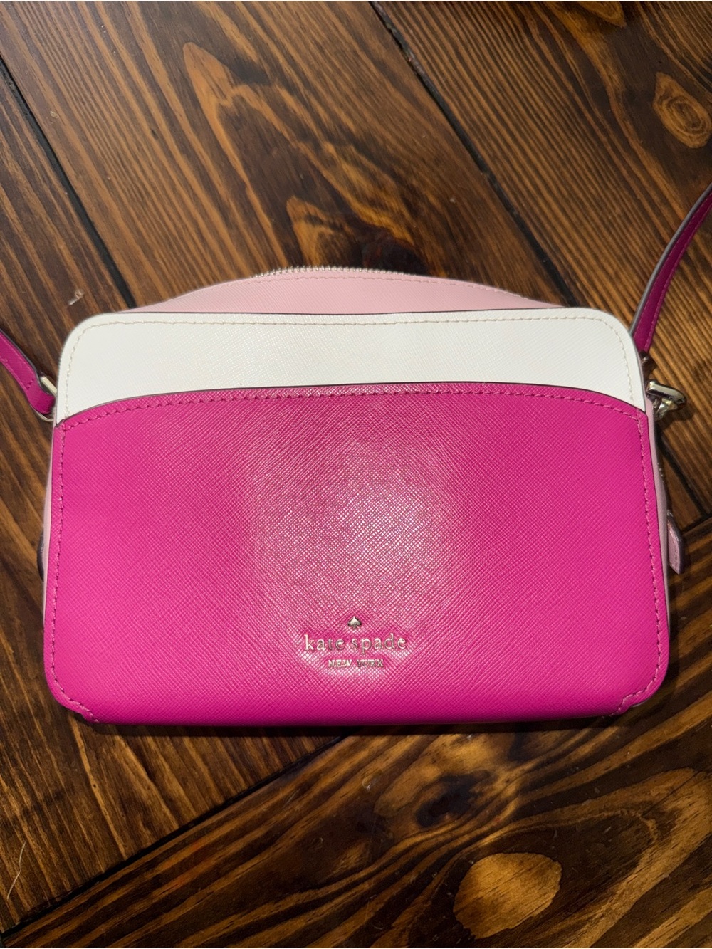 Kate Spade Lauryn Color Block Leather Camera Bag Crossbody Handbag Pink